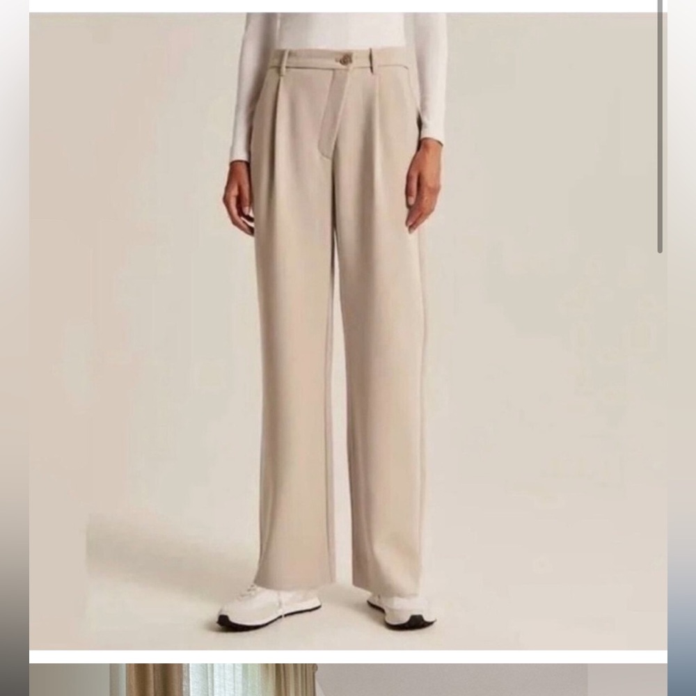 Abercrombie beige tailored crossover pants nwt